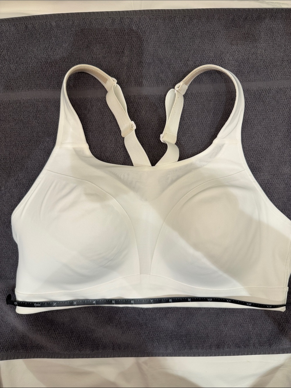 Athleta Speed Run High Support Sports Bra White 36D Racerback Running